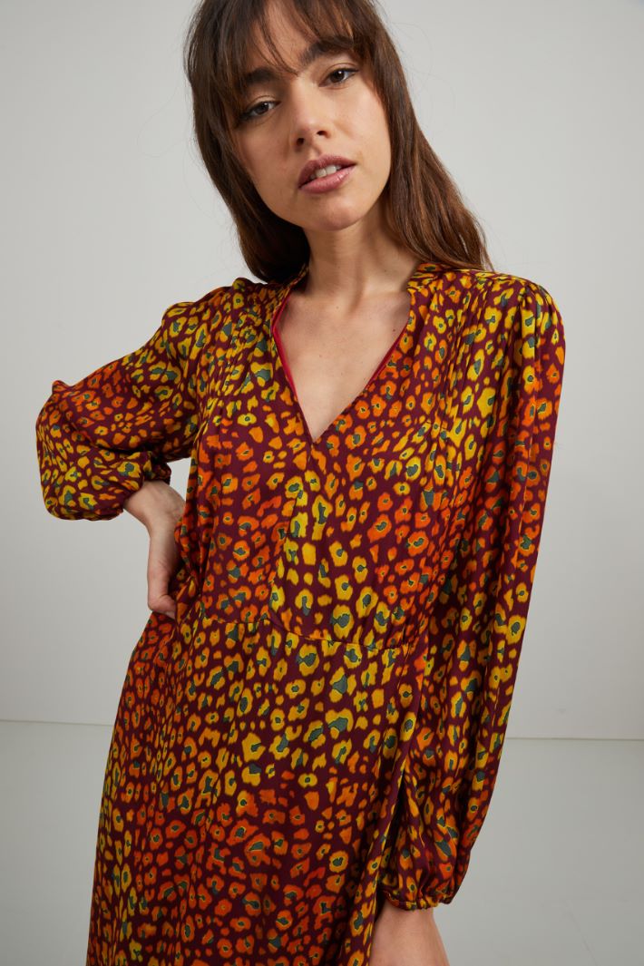 Abito in georgette - BORDEAUX OCRA - Fashion Market - 3