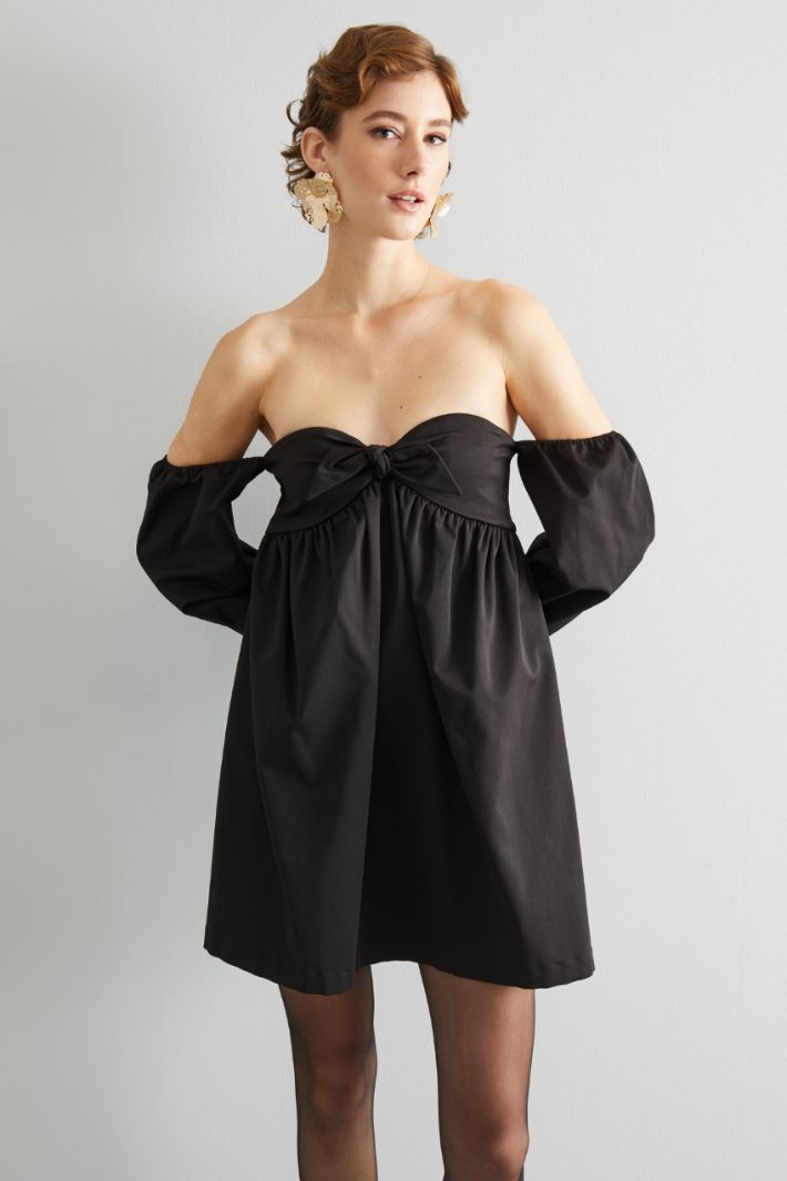 Abito off-shoulder in ottoman - NERO - Fashion Market - 2
