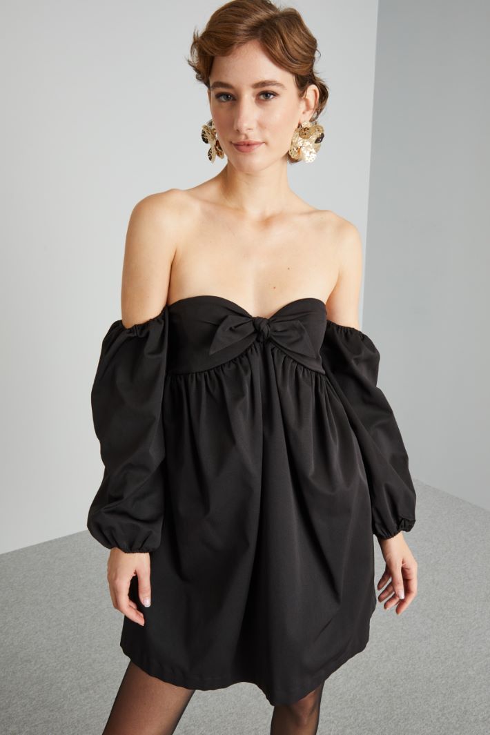 Abito off-shoulder in ottoman - NERO - Fashion Market - 3