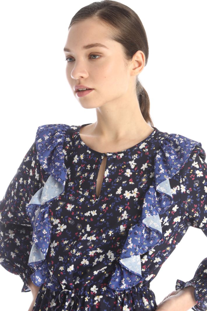 Abito stampato in georgette - BLU - Fashion Market - 3