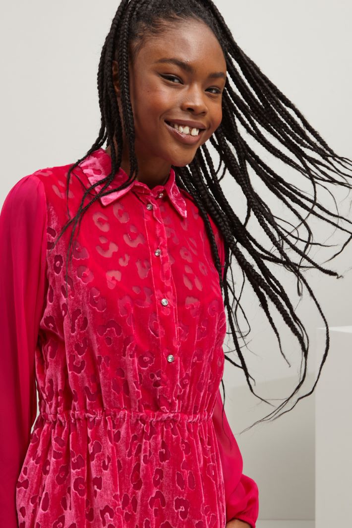 Abito corto in velluto - FUXIA - Fashion Market - 3