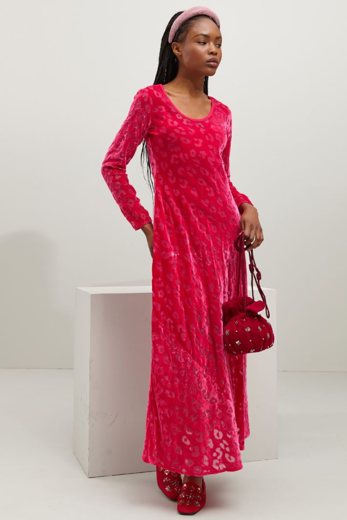 Abito lungo in velluto - FUXIA - Fashion Market