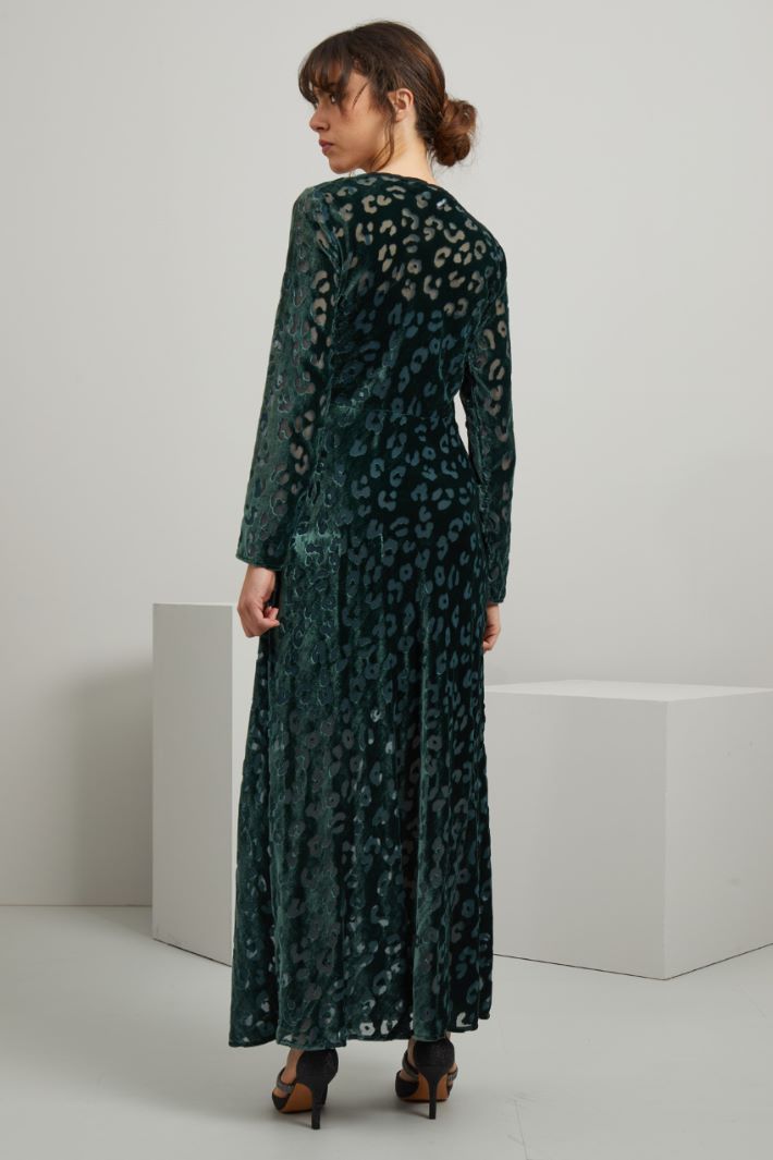 Abito lungo in velluto - VERDE SCURO - Fashion Market - 4