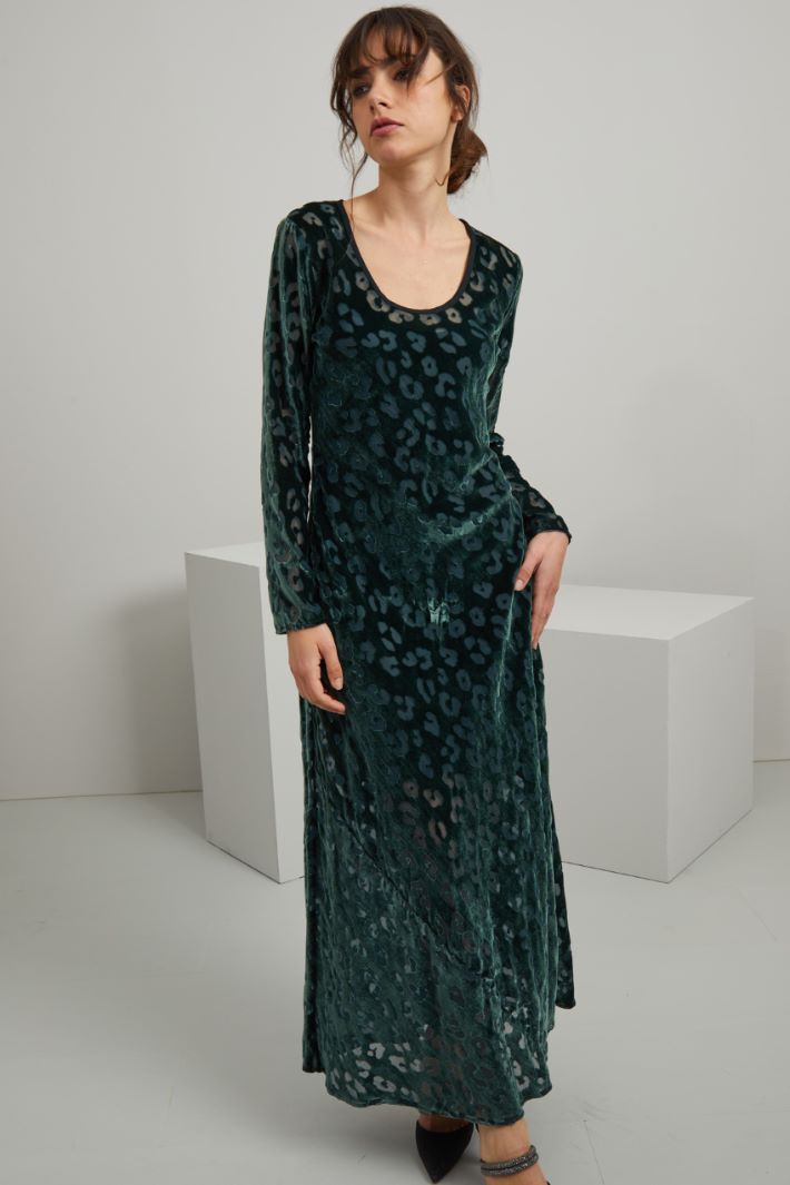 Abito lungo in velluto - VERDE SCURO - Fashion Market - 2