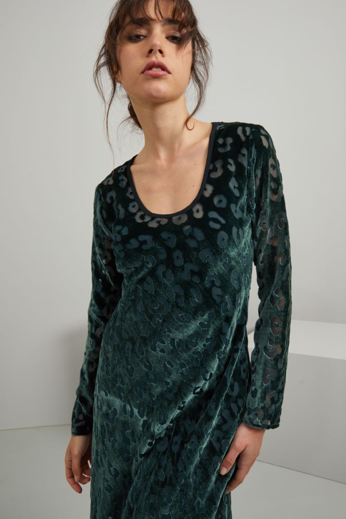 Abito lungo in velluto - VERDE SCURO - Fashion Market - 3