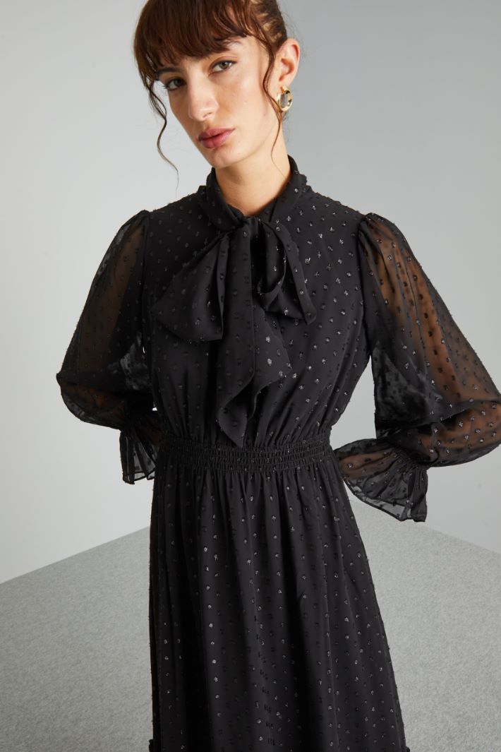 Abito con collo a foulard - NERO - Fashion Market - 3