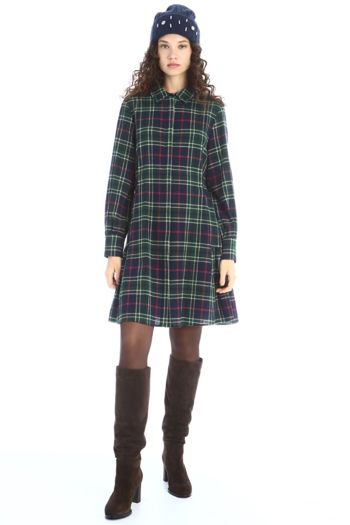 Abito chemisier con cintura - VERDE NERO - Fashion Market - 4