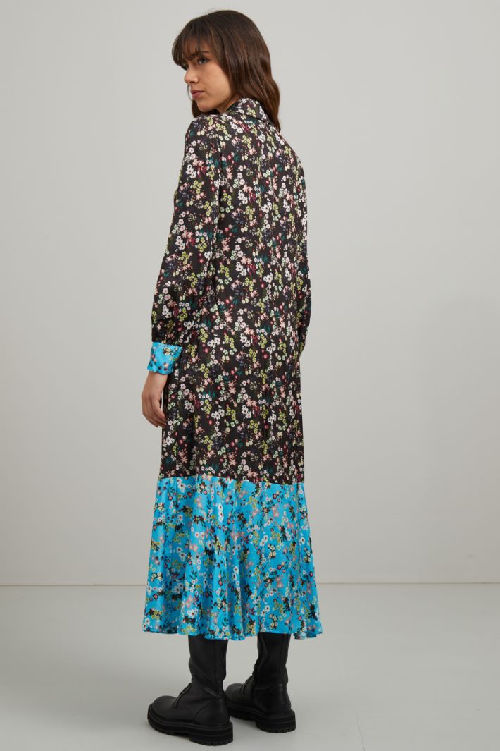 Abito in pura viscosa - MARRONE SCURO AZZURRO - Fashion Market - 4