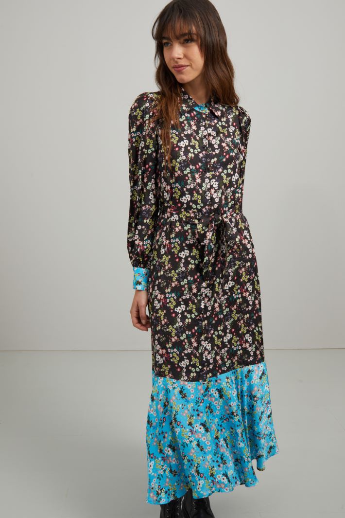 Abito in pura viscosa - MARRONE SCURO AZZURRO - Fashion Market - 2