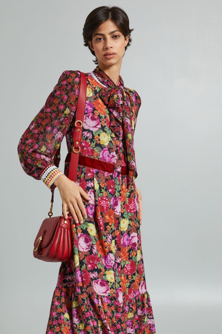 Chemisier midi con cintone - VIOLA ROSSO GIALLO - Fashion Market - 2