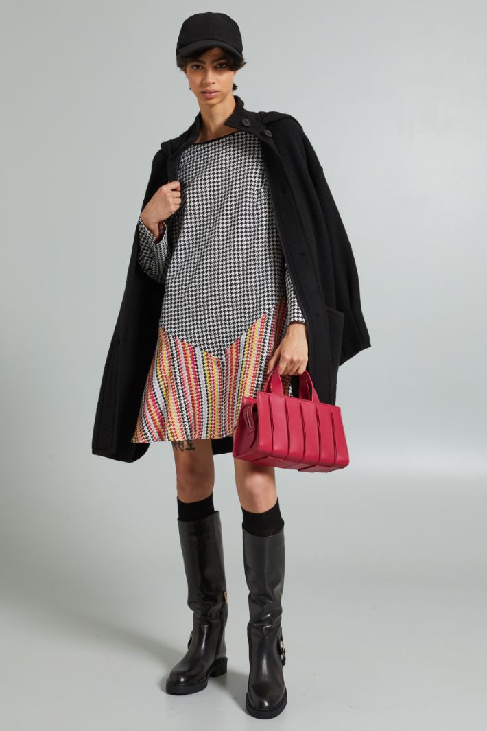 Abito con polsini alti - NERO BIANCO ROSSO - Fashion Market