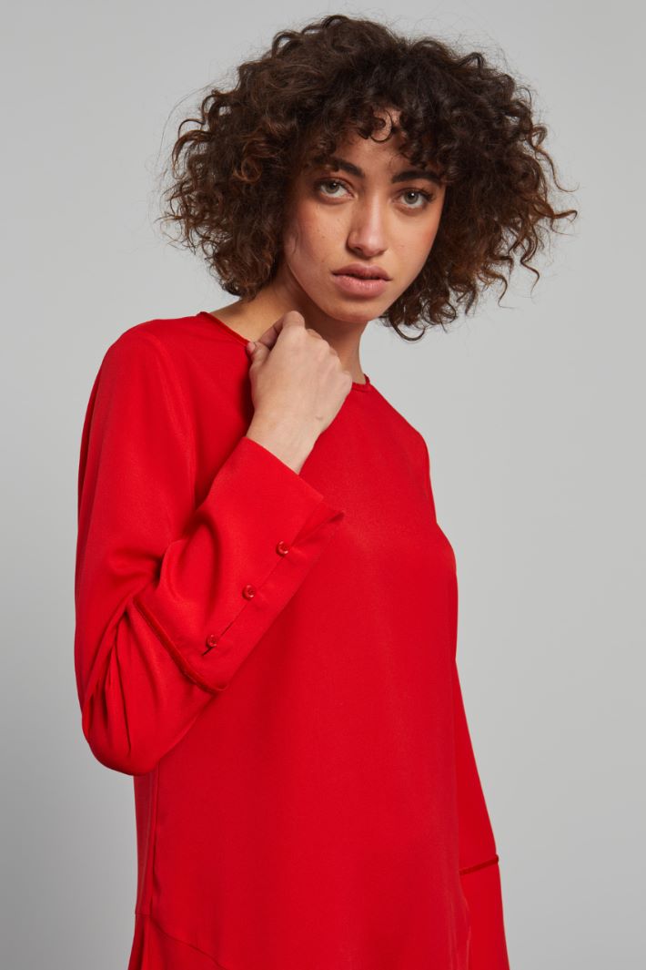 Abito con polsini alti - ROSSO FUOCO - Fashion Market - 3