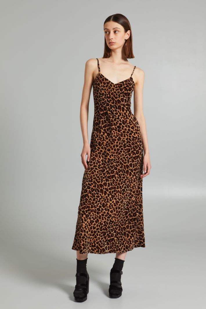 Slip dress in velluto - MARRONE NERO BEIGE - Fashion Market - 2