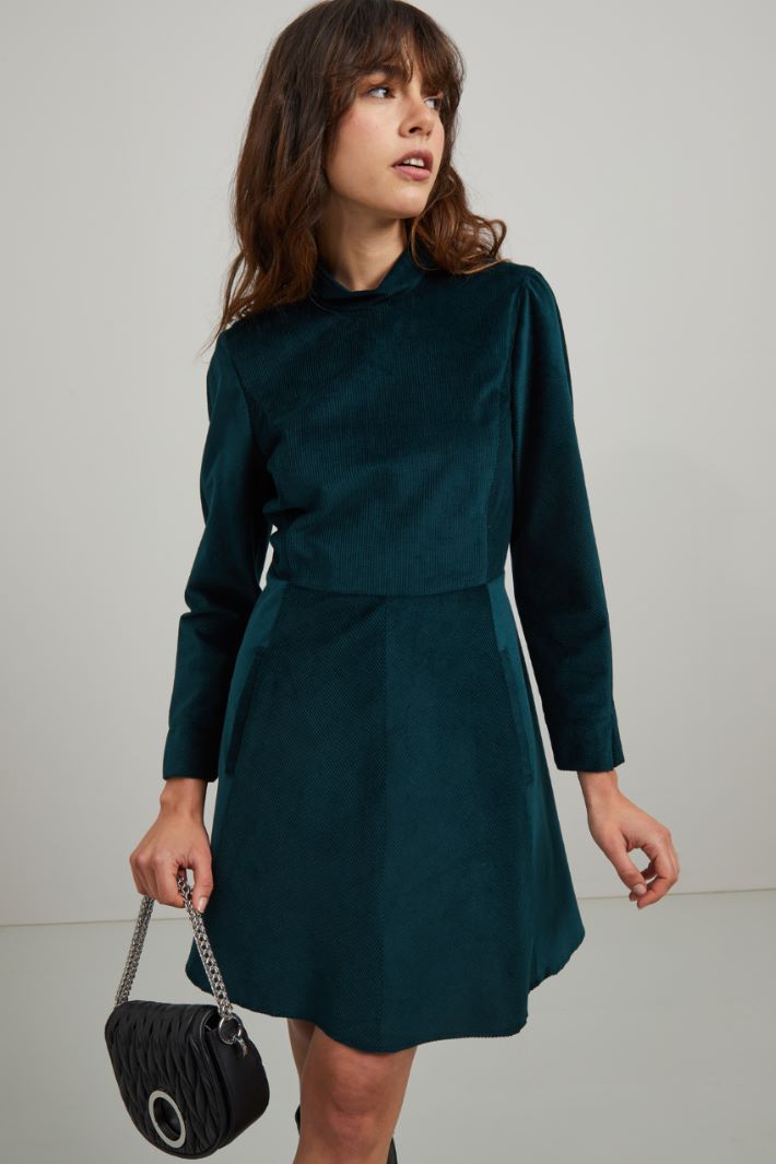 Abito in velluto a coste - VERDE SCURO - Fashion Market - 2