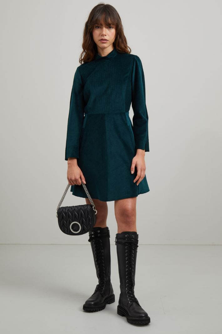 Abito in velluto a coste - VERDE SCURO - Fashion Market
