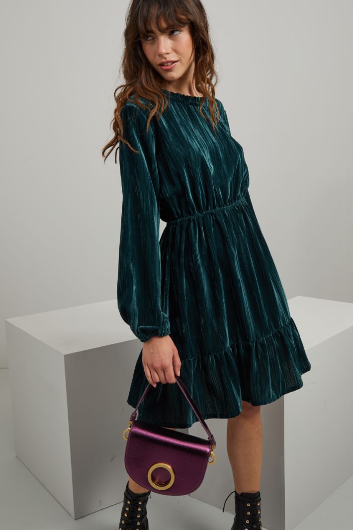 Abito corto in velluto - VERDE SCURO - Fashion Market - 2