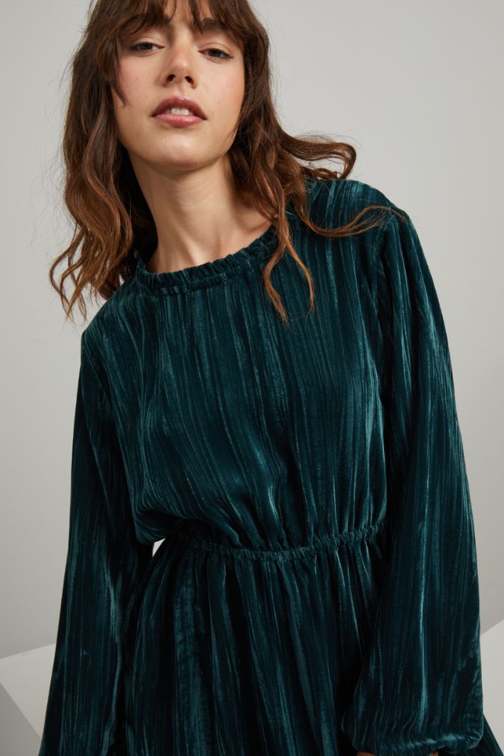 Abito corto in velluto - VERDE SCURO - Fashion Market - 3