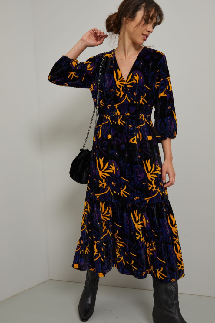 Abito in velluto - BLU NOTTE NERO - Fashion Market