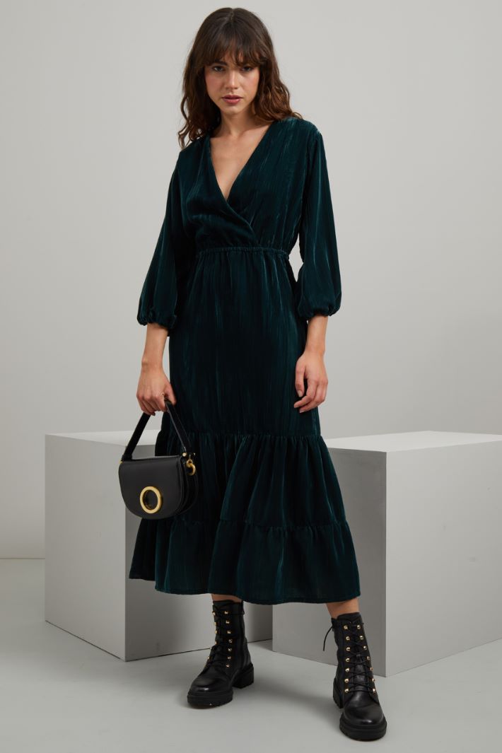 Abito in velluto - VERDE SCURO - Fashion Market
