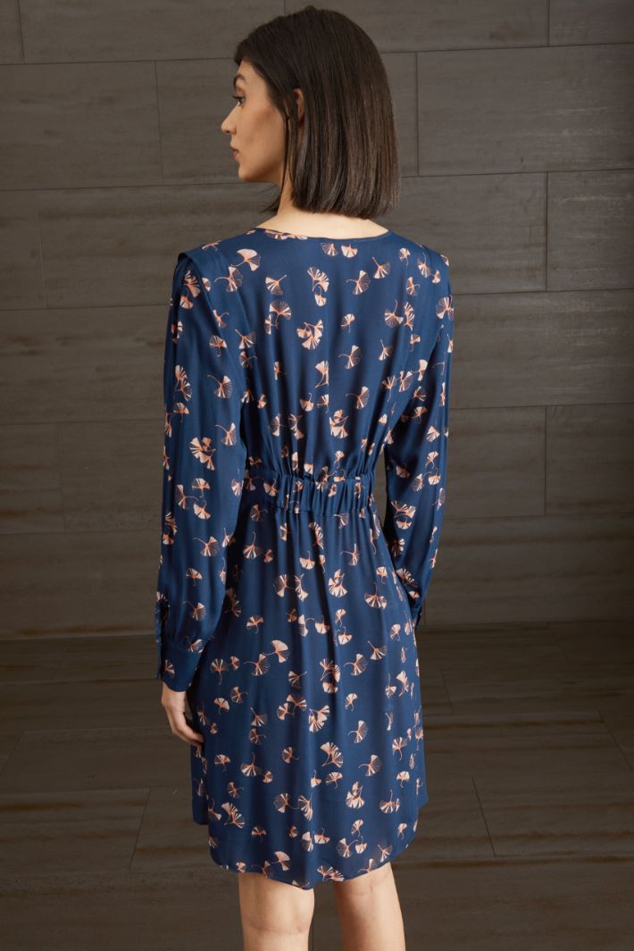 Abito in georgette - BLU SCURO ARANCIONE - Fashion Market - 4