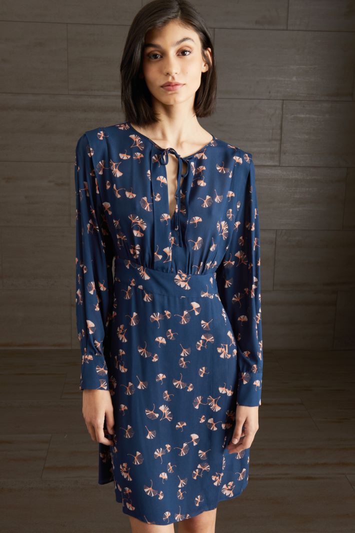 Abito in georgette - BLU SCURO ARANCIONE - Fashion Market - 2