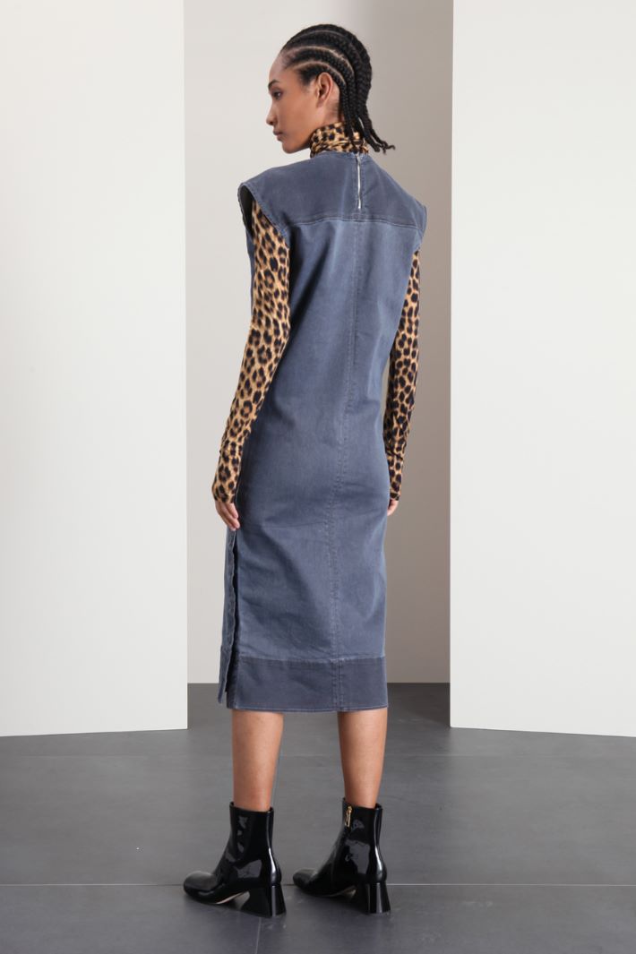Abito longuette in bull - BLU - Fashion Market - 4
