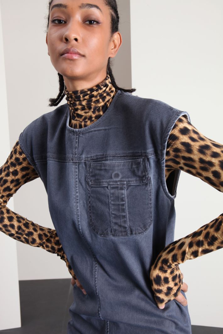 Abito longuette in bull - BLU - Fashion Market - 3