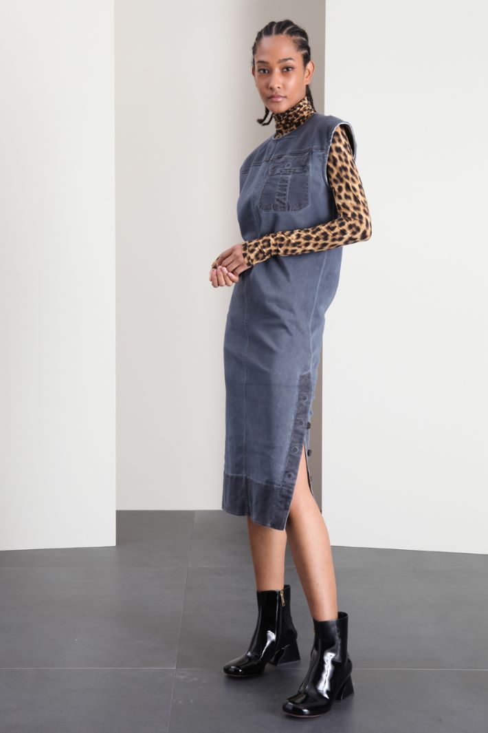 Abito longuette in bull - BLU - Fashion Market
