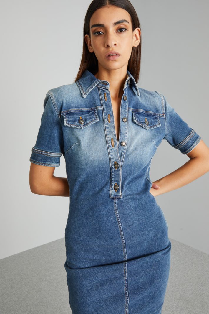 Abito aderente in denim - BLU DENIM - Fashion Market - 3