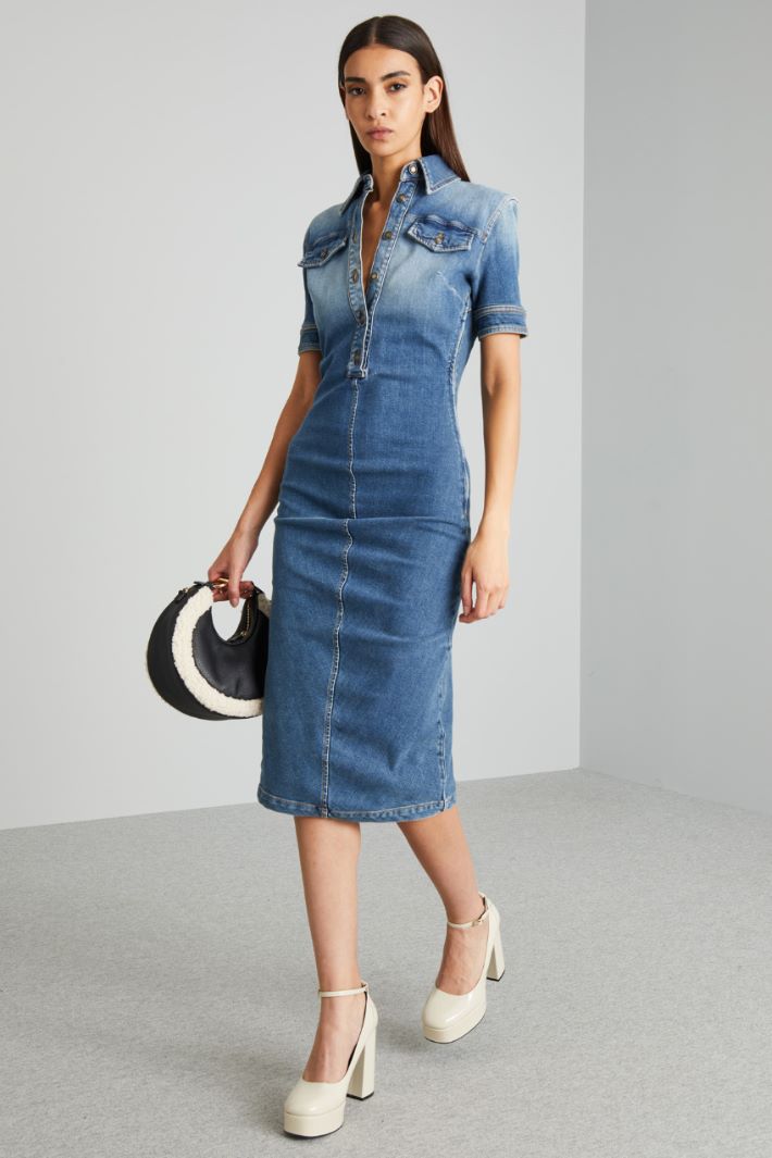 Abito aderente in denim - BLU DENIM - Fashion Market