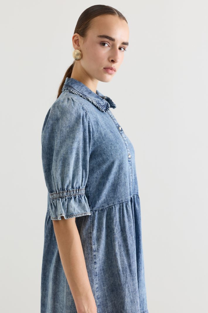 Abito in jeans con ruches - AZZURRO - Fashion Market - 2