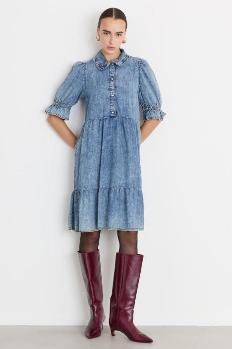 Abito in jeans con ruches - Fashion Market