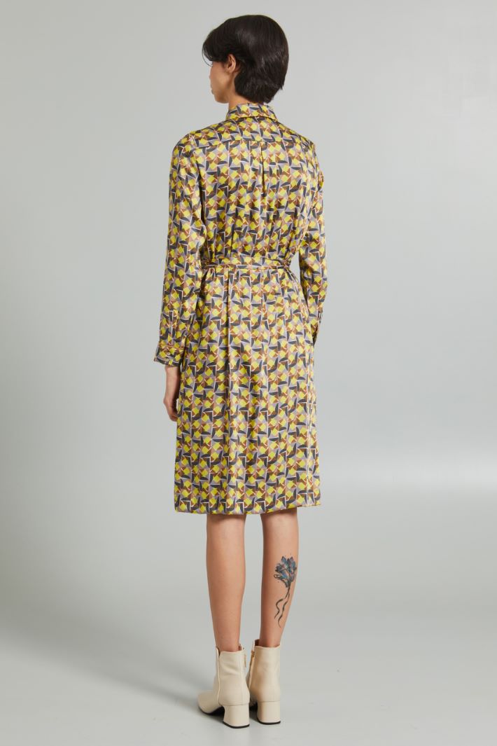 Chemisier midi in twill - GIALLO GRIGIO MARRONE - Fashion Market - 4