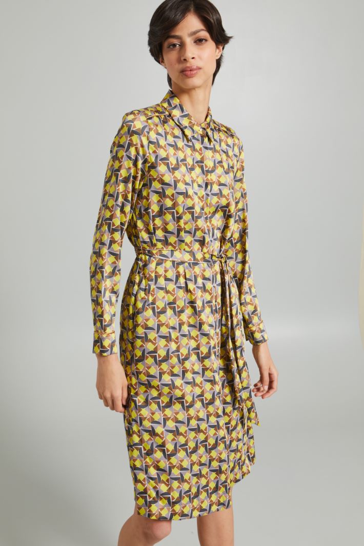 Chemisier midi in twill - GIALLO GRIGIO MARRONE - Fashion Market - 2