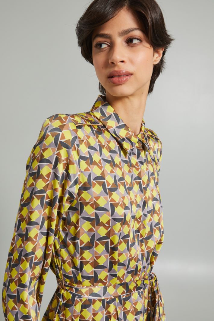 Chemisier midi in twill - GIALLO GRIGIO MARRONE - Fashion Market - 3