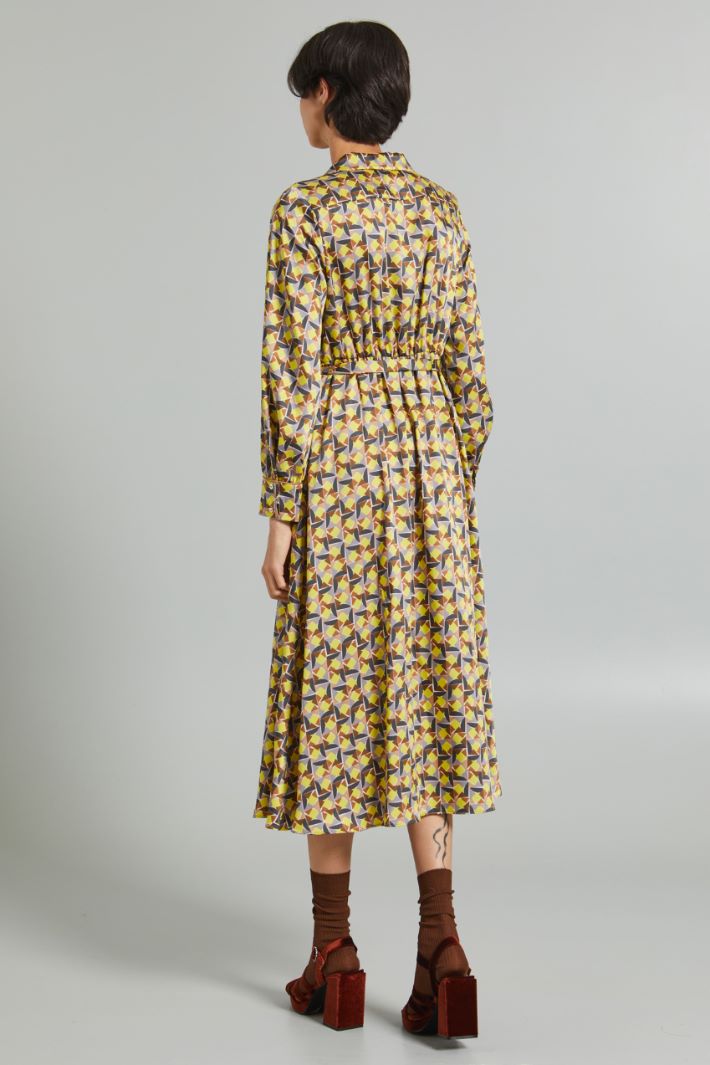 Chemisier stampato con fusciacca - GIALLO GRIGIO MARRONE - Fashion Market - 4
