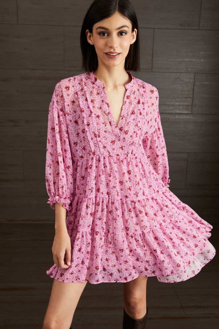 Abito a balze - ROSA ROSSO BORDEAUX - Fashion Market - 2