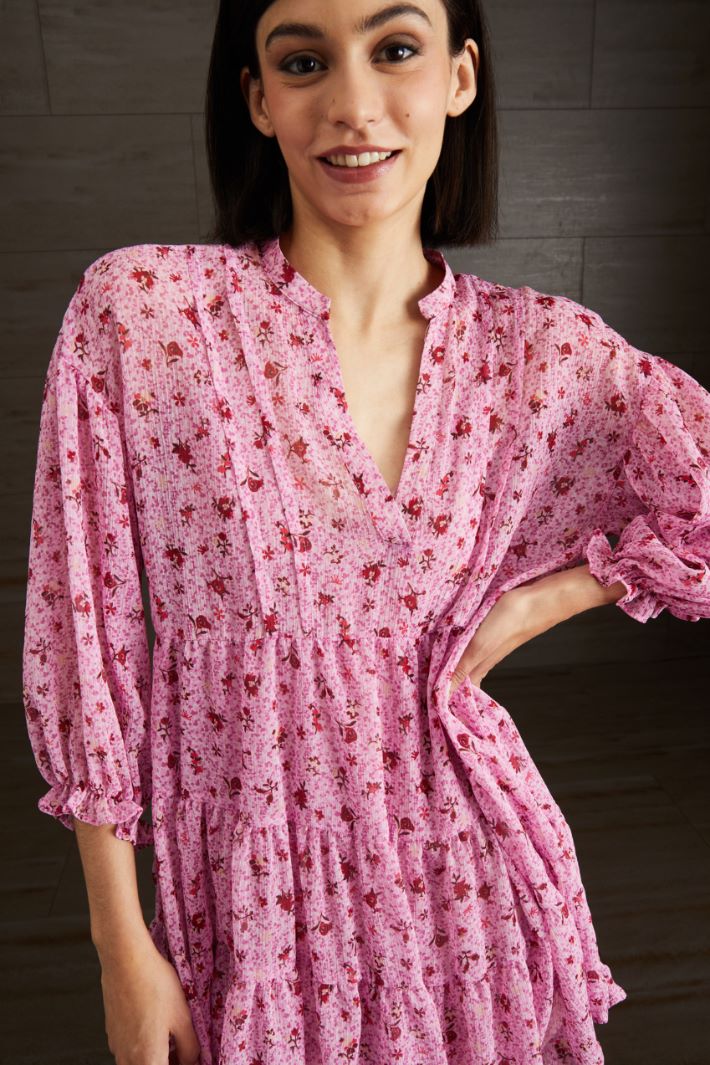 Abito a balze - ROSA ROSSO BORDEAUX - Fashion Market - 3