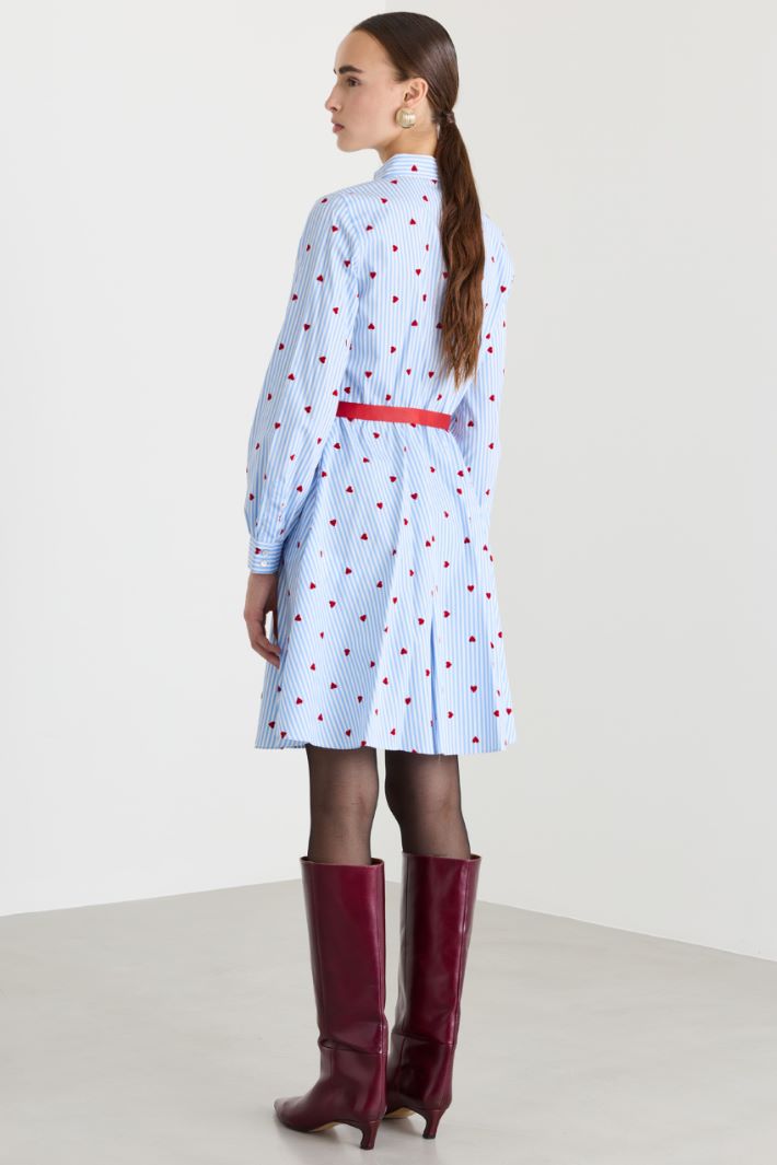 Abito in popeline di cotone fit & flare - AZZURRO - Fashion Market - 4