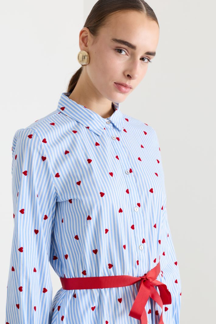 Abito in popeline di cotone fit & flare - AZZURRO - Fashion Market - 3