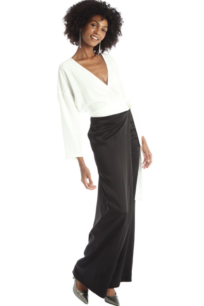 Tuta in enver satin e raso - NERO BIANCO - Fashion Market