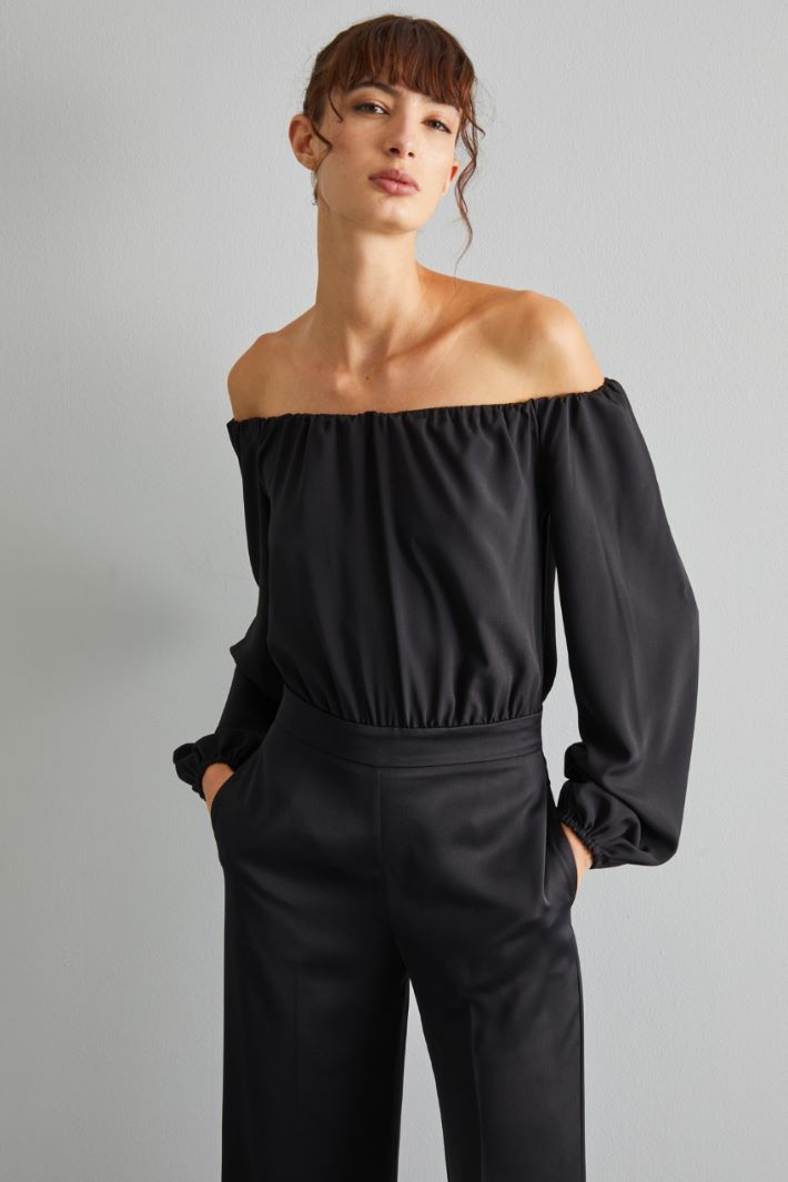 Tuta con scollatura off shoulder - NERO - Fashion Market - 2