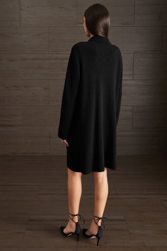 Cardigan lungo a coste - NERO - Fashion Market - 4