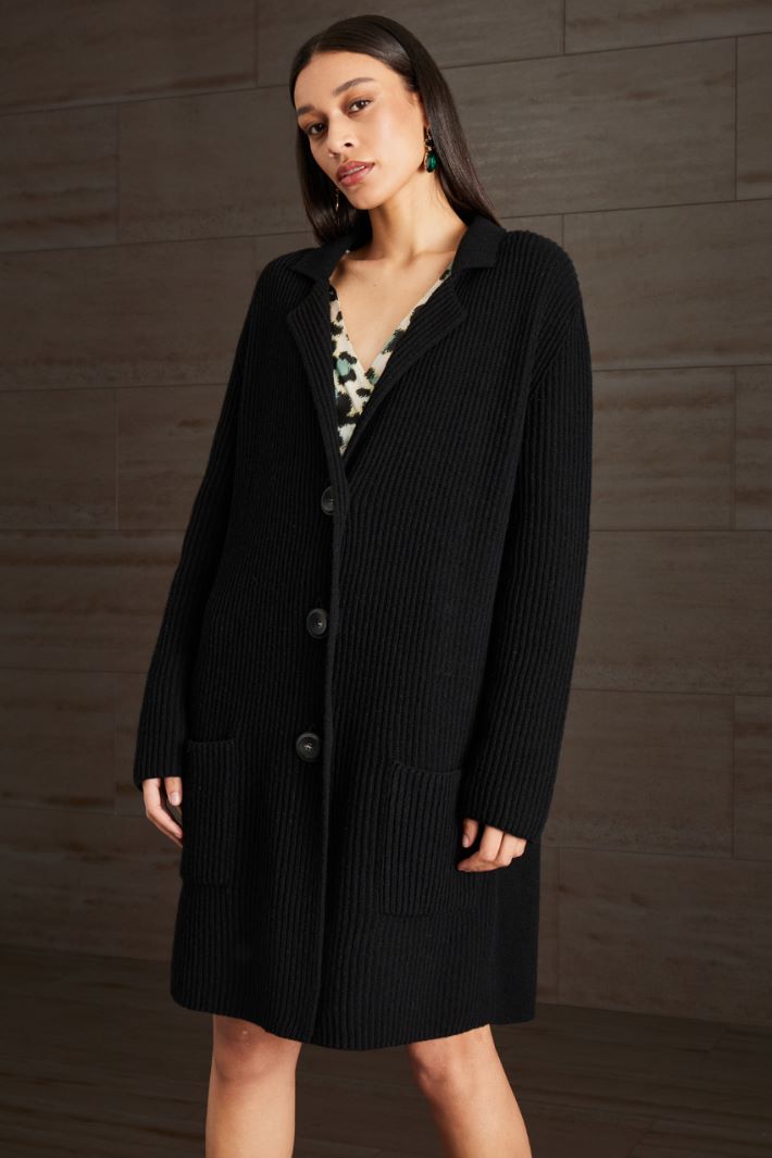 Cardigan lungo a coste - NERO - Fashion Market - 2