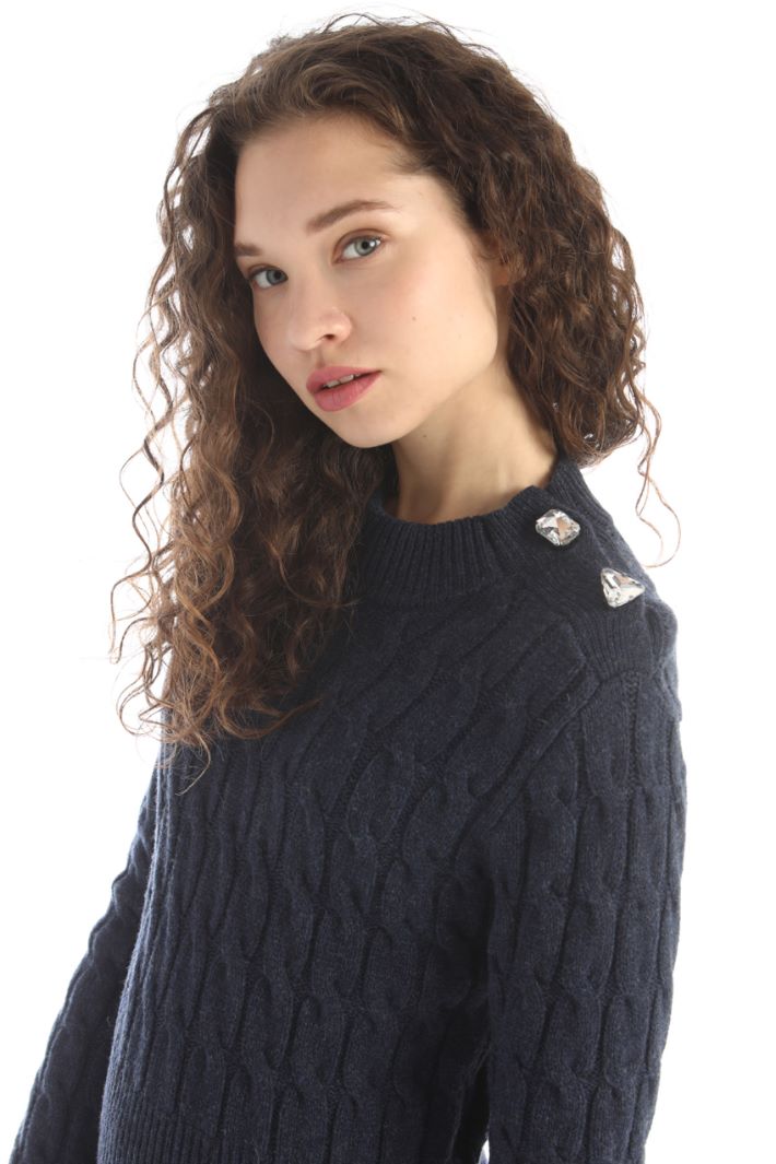 Abito in maglia a trecce - BLU - Fashion Market - 4