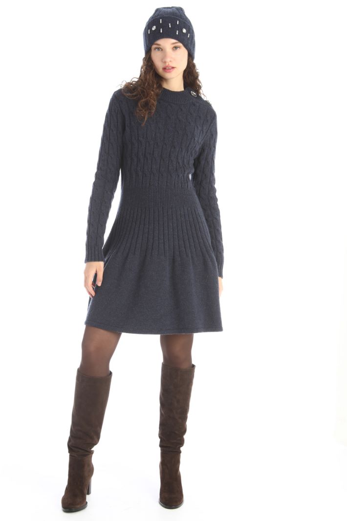 Abito in maglia a trecce - BLU - Fashion Market - 3