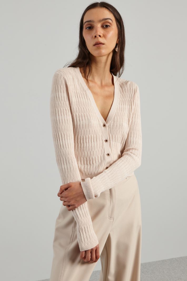 Cardigan con bottoni a fiore - ROSA - Fashion Market - 2