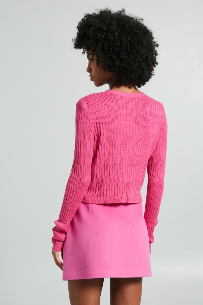 Cardigan con bottoni a fiore - FUCSIA - Fashion Market - 4