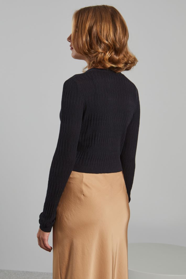 Cardigan con bottoni a fiore - NERO - Fashion Market - 4