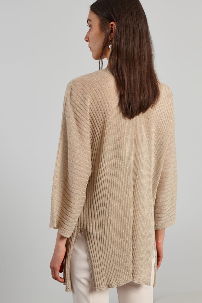 Cardigan morbido con cintura - SABBIA ORO - Fashion Market - 4